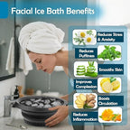Silicone Ice Face Bowl for Facial Bath – Quick Cooling Portable Basin with Built-in Ice Tray & Bonus Suction Hook | Home Spa Beauty Skincare for Puffiness Relief & Soothe Skin