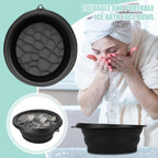 Silicone Ice Face Bowl for Facial Bath – Quick Cooling Portable Basin with Built-in Ice Tray & Bonus Suction Hook | Home Spa Beauty Skincare for Puffiness Relief & Soothe Skin