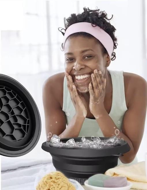 Silicone Ice Face Bowl for Facial Bath – Quick Cooling Portable Basin with Built-in Ice Tray & Bonus Suction Hook | Home Spa Beauty Skincare for Puffiness Relief & Soothe Skin